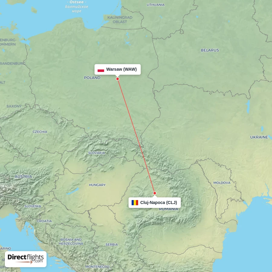 CLJ - WAW route map