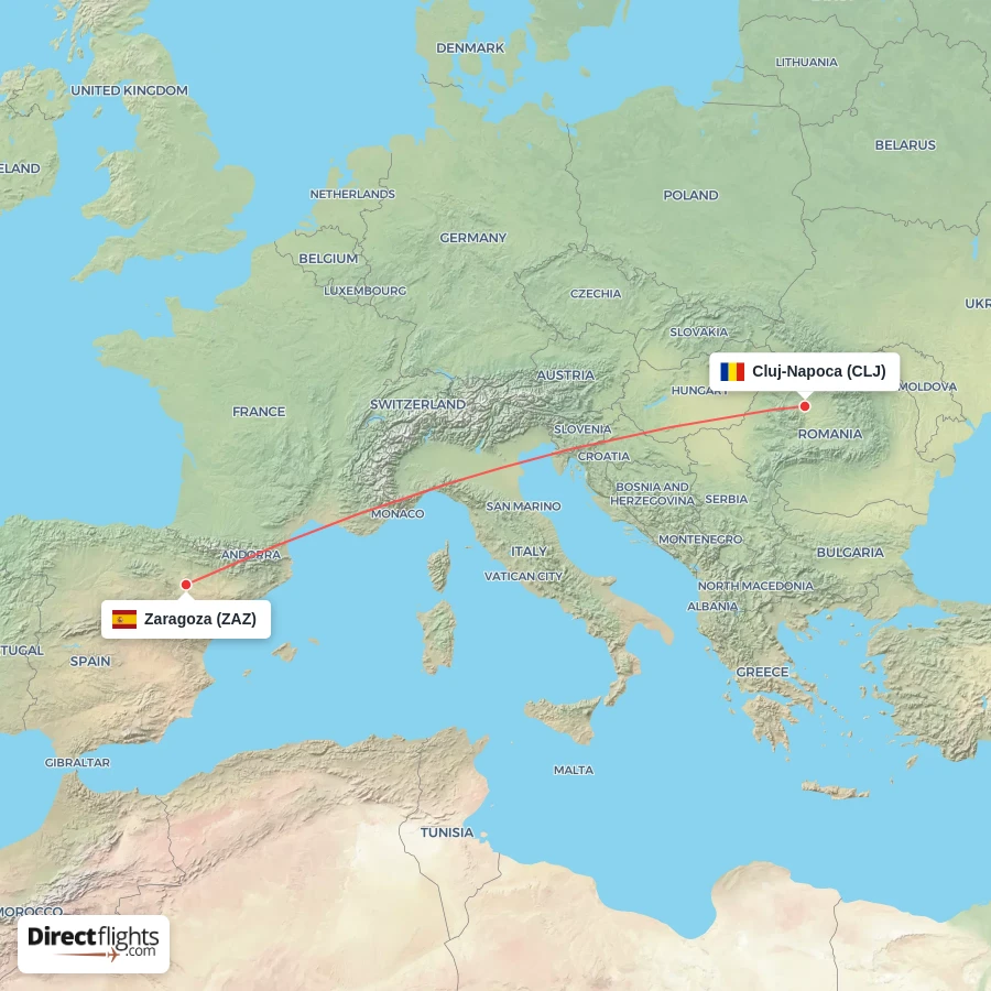 CLJ - ZAZ route map