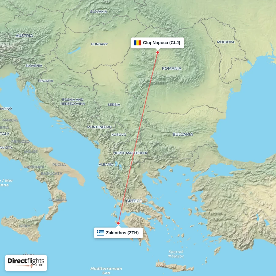 CLJ - ZTH route map