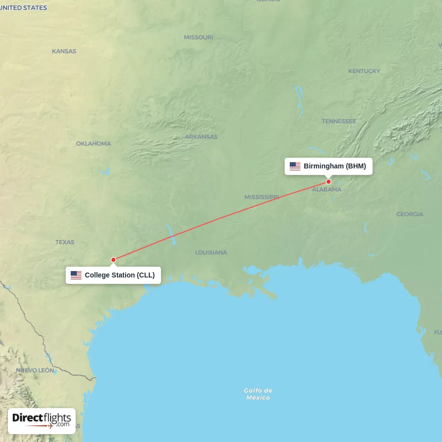 CLL - BHM route map
