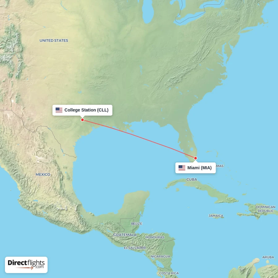 CLL - MIA route map