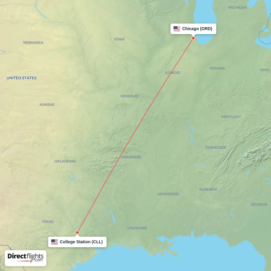 CLL - ORD route map