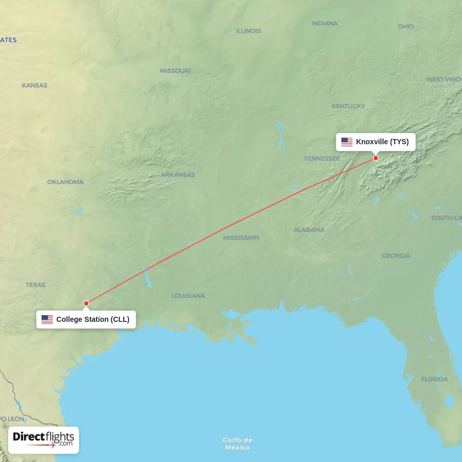 CLL - TYS route map