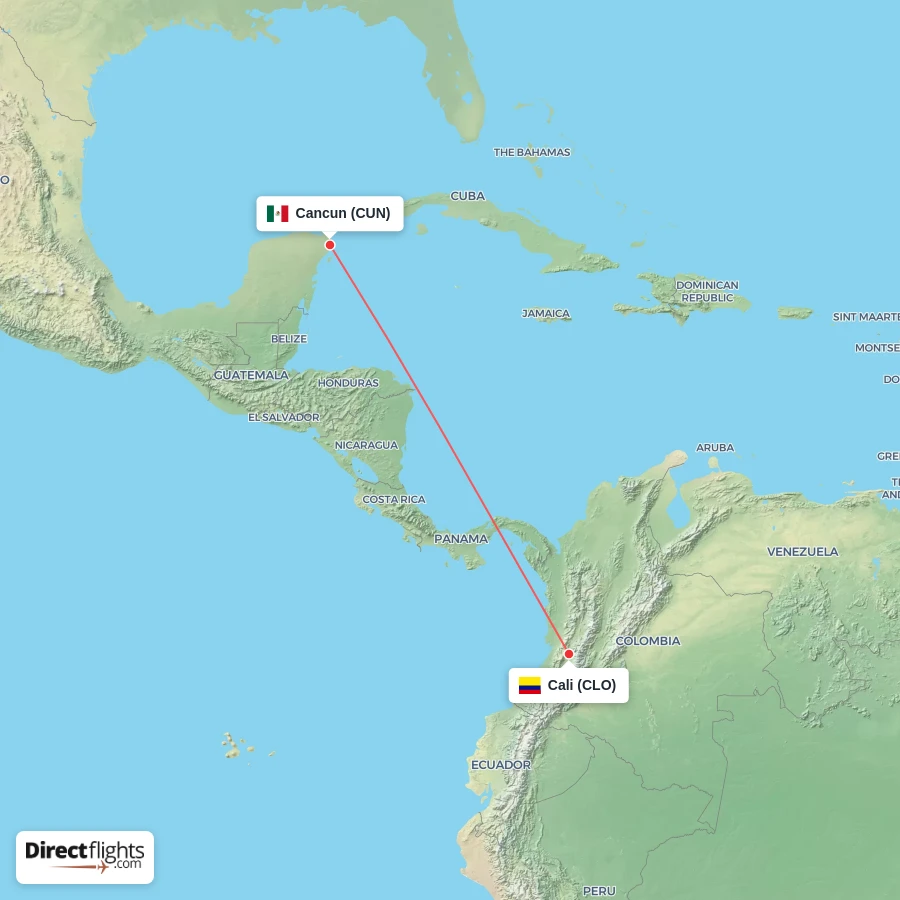 CLO - CUN route map