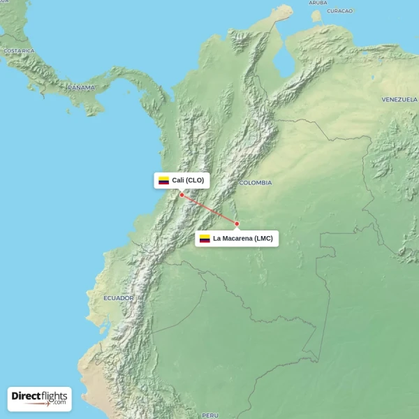 Cali - La Macarena direct flight map