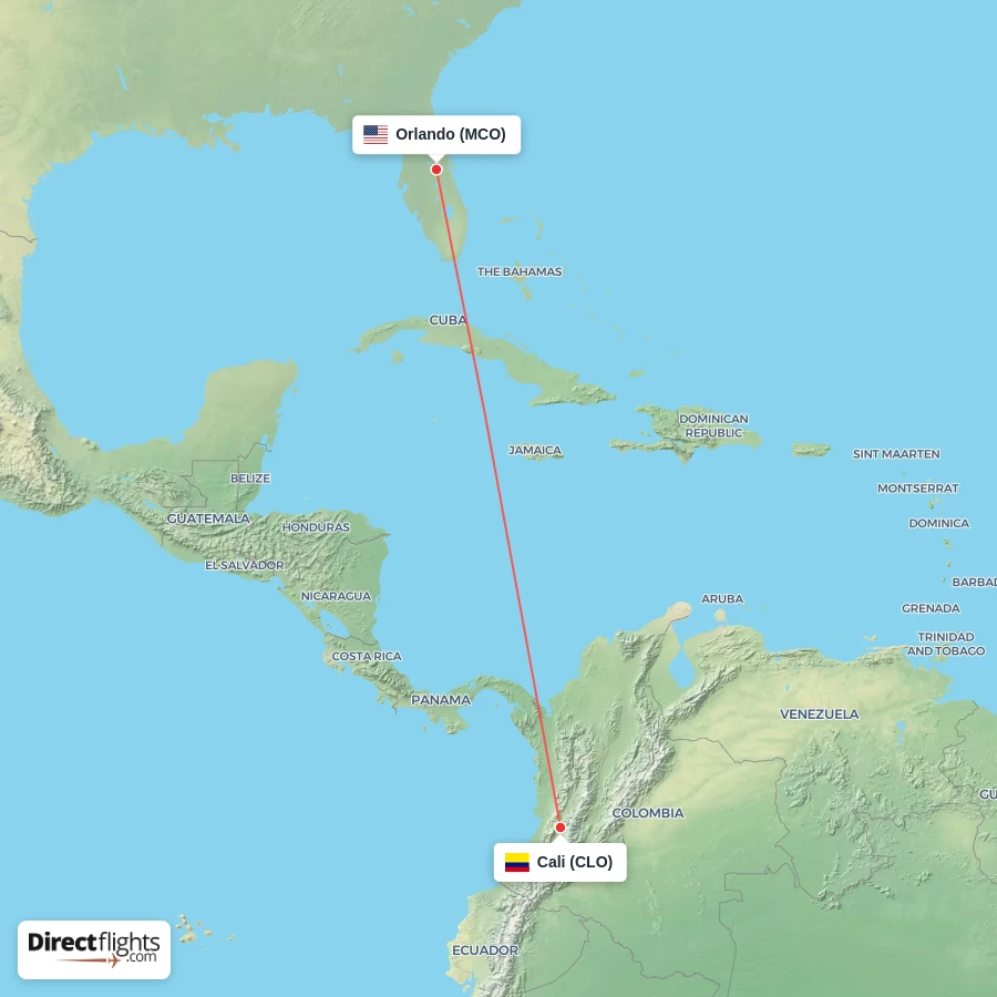 CLO - MCO route map