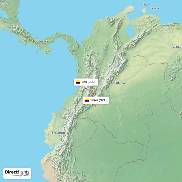 Cali - Neiva direct flight map
