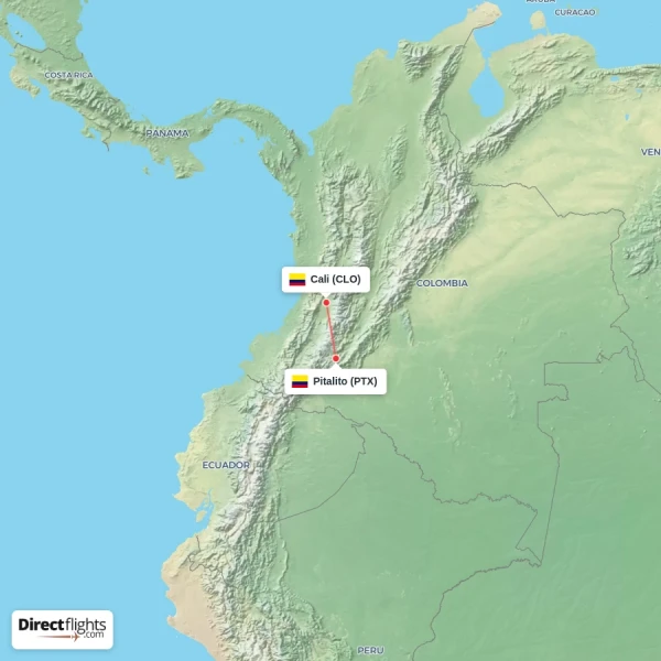 Cali - Pitalito direct flight map