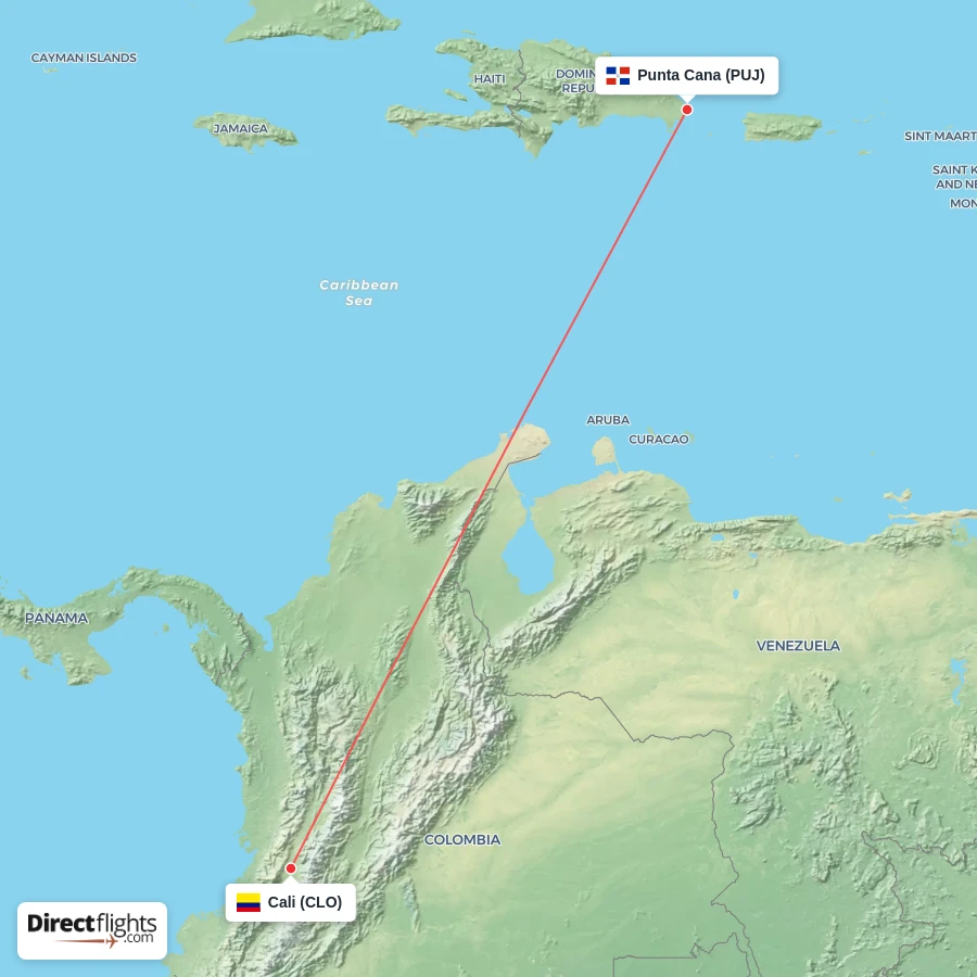 CLO - PUJ route map