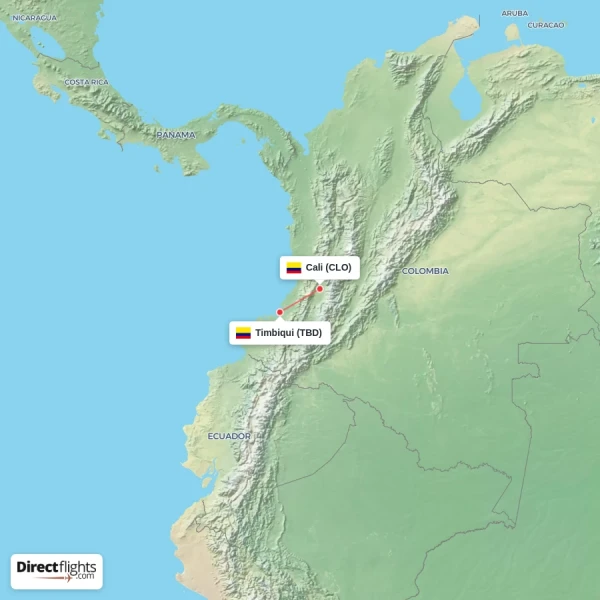 Cali - Timbiqui direct flight map