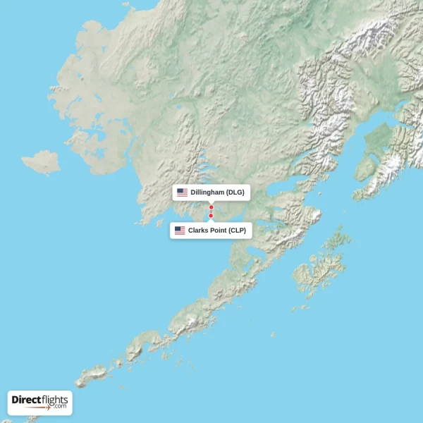 Clarks Point - Dillingham direct flight map