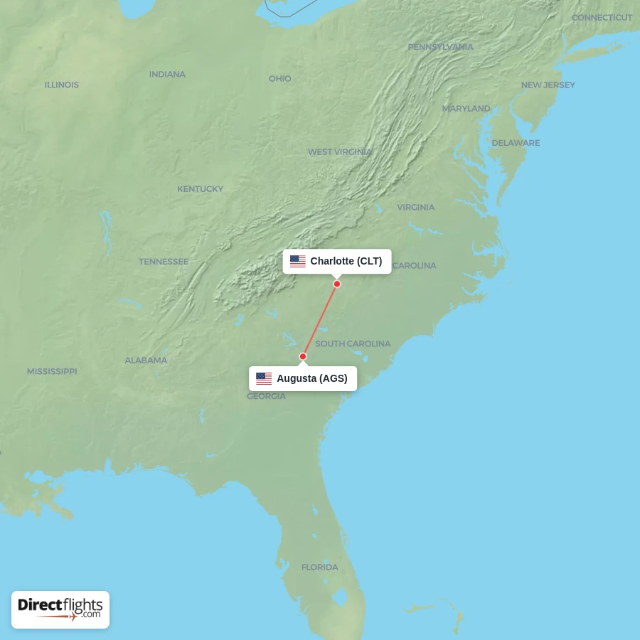 CLT - AGS route map