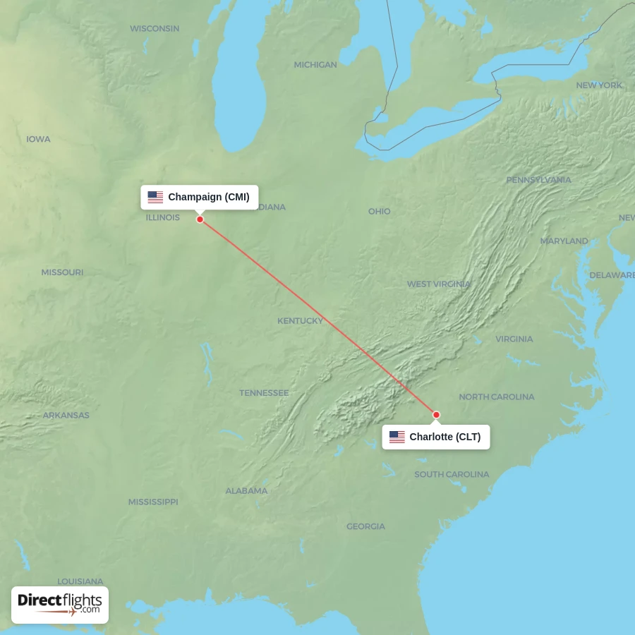 CLT - CMI route map