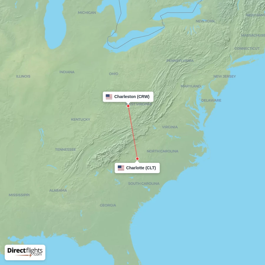 CLT - CRW route map