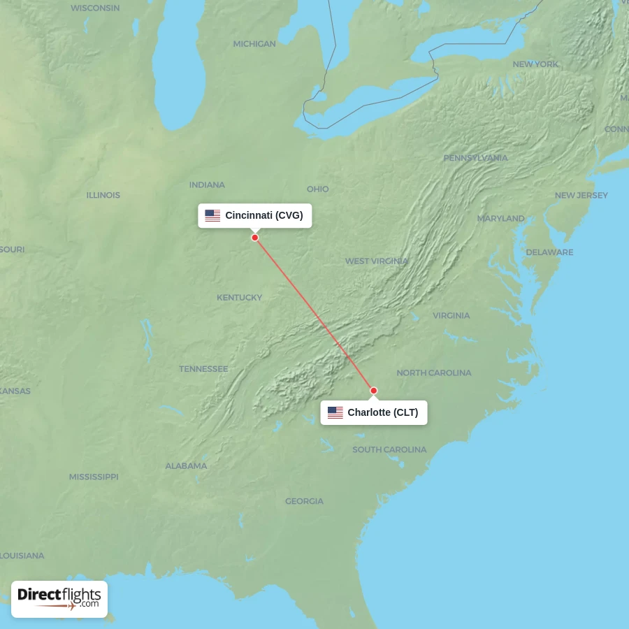 CLT - CVG route map