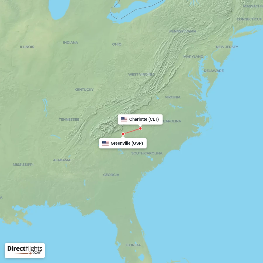 CLT - GSP route map