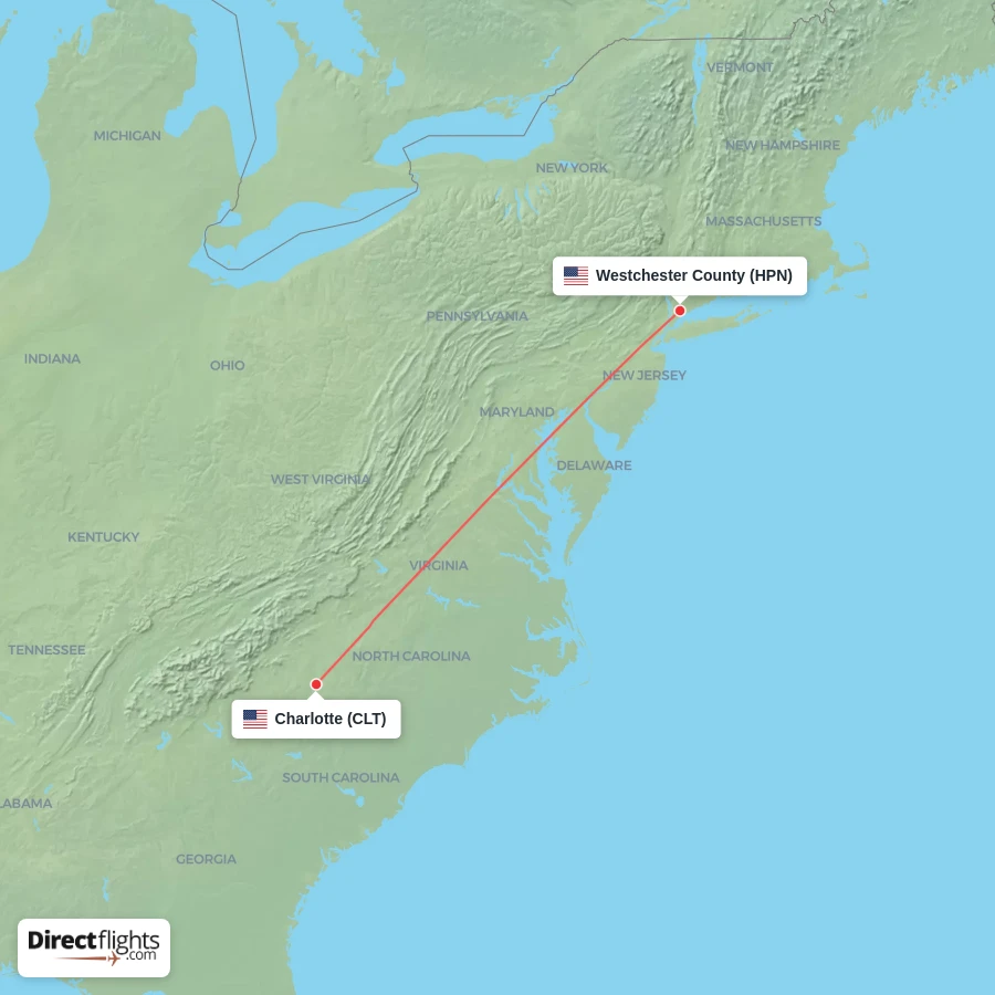 CLT - HPN route map