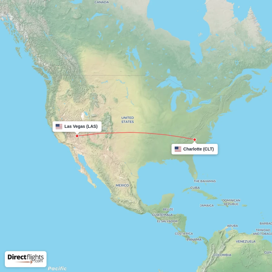 CLT - LAS route map