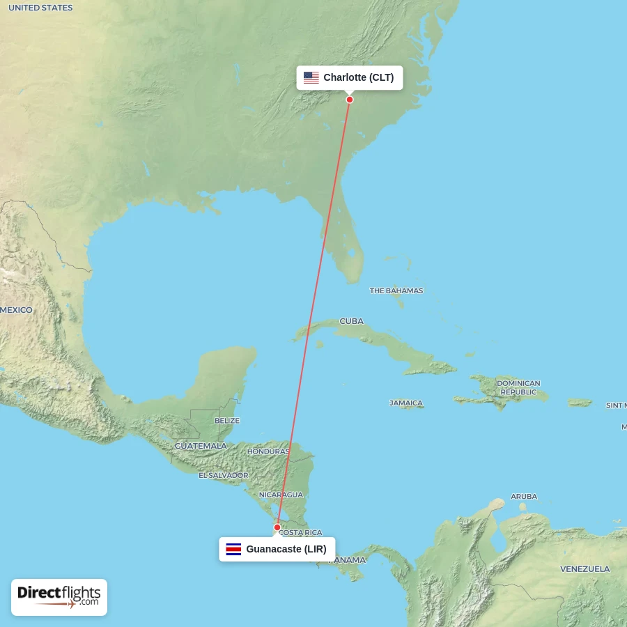 CLT - LIR route map