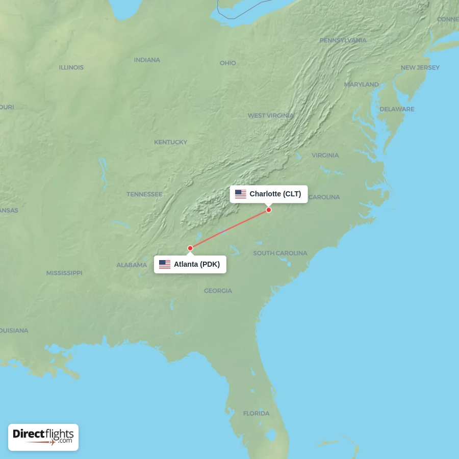CLT - PDK route map