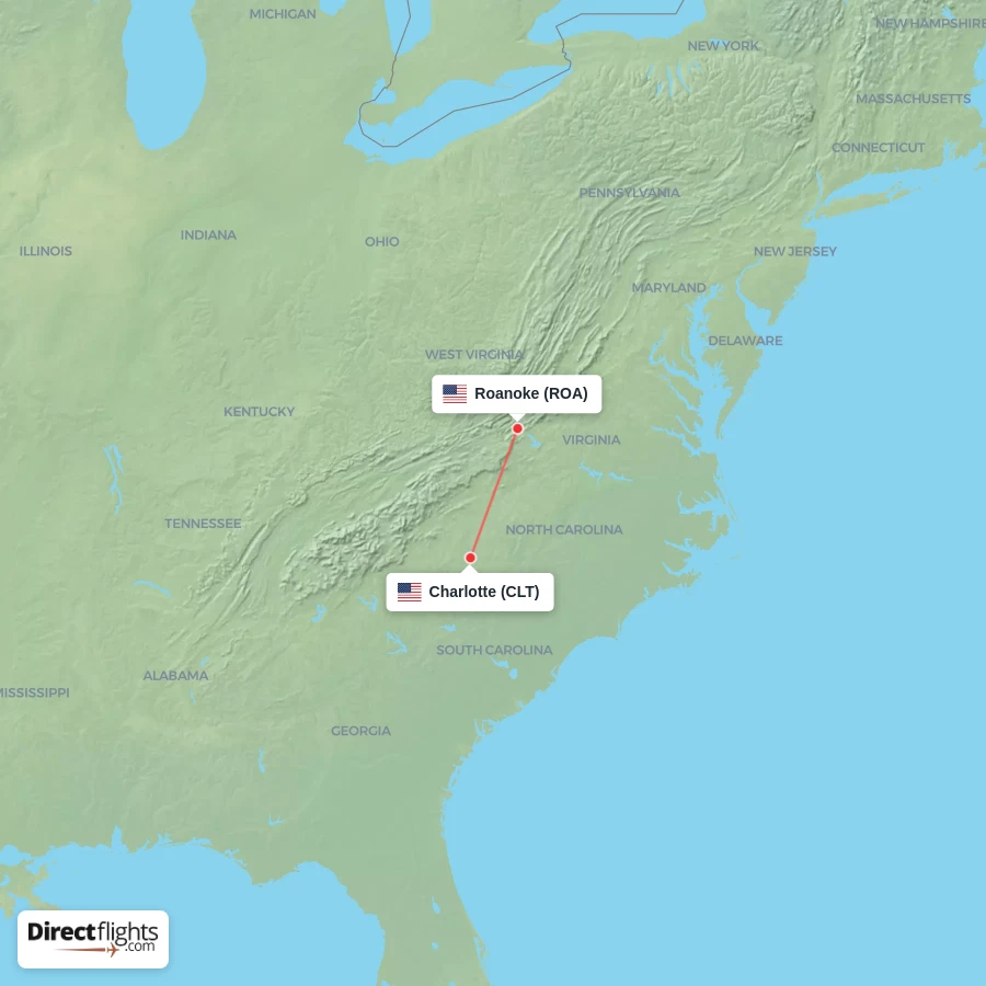 CLT - ROA route map