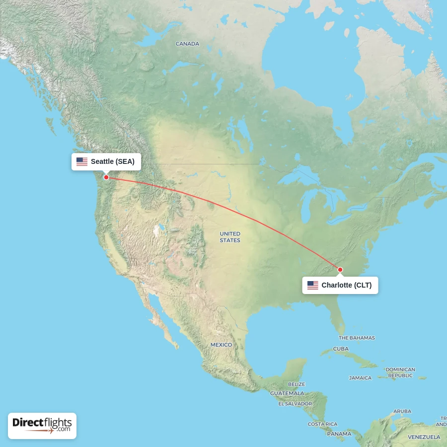 CLT - SEA route map