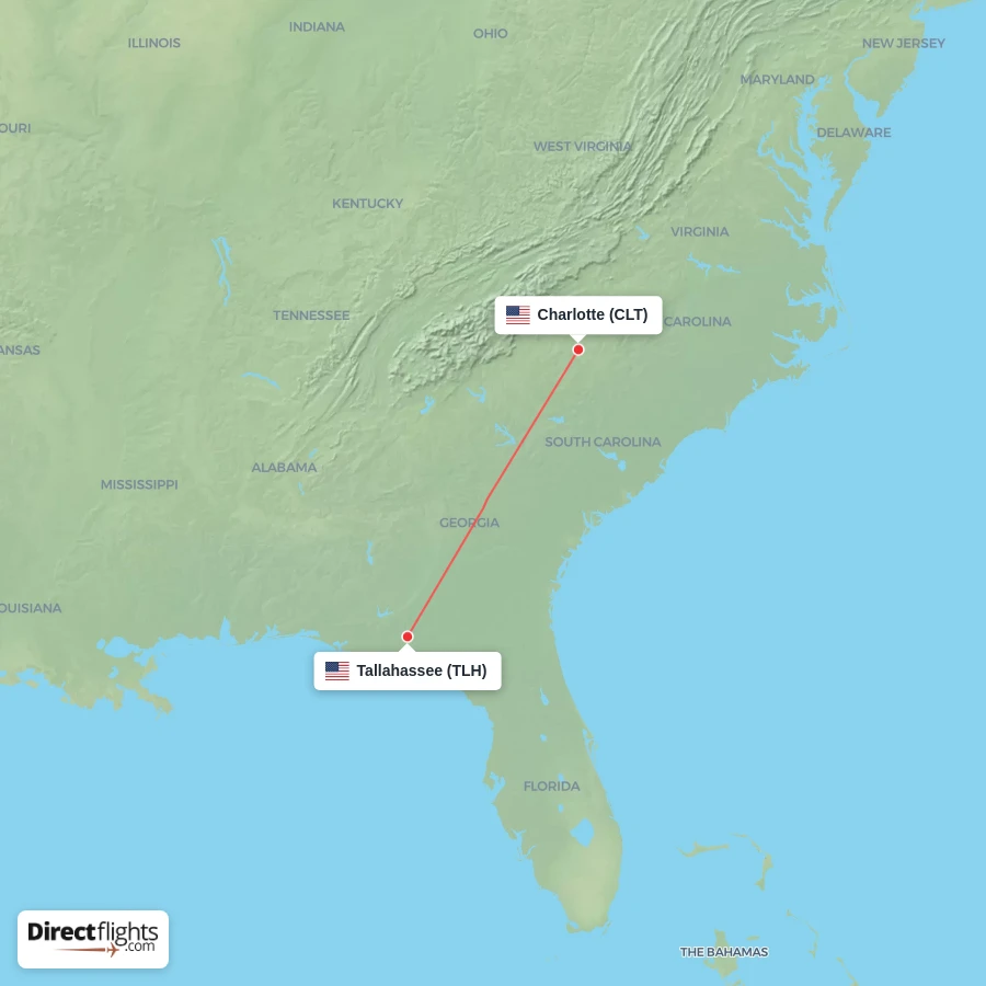 CLT - TLH route map