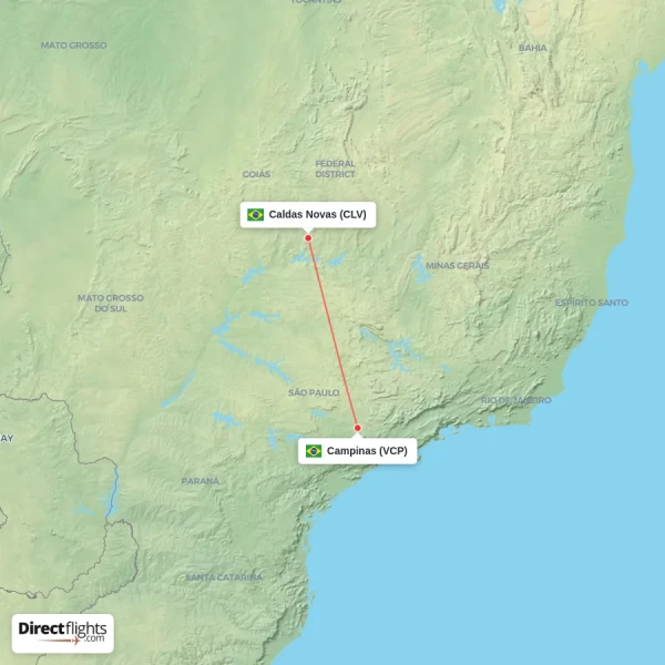 Caldas Novas - Campinas direct flight map