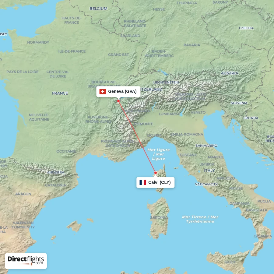 CLY - GVA route map