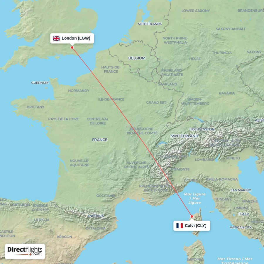 CLY - LGW route map