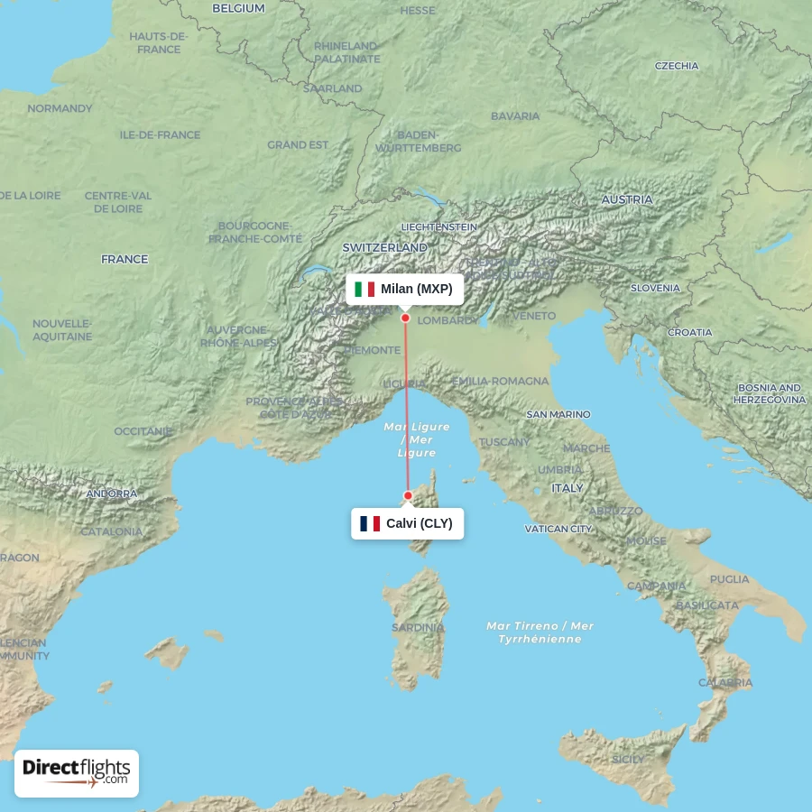 CLY - MXP route map