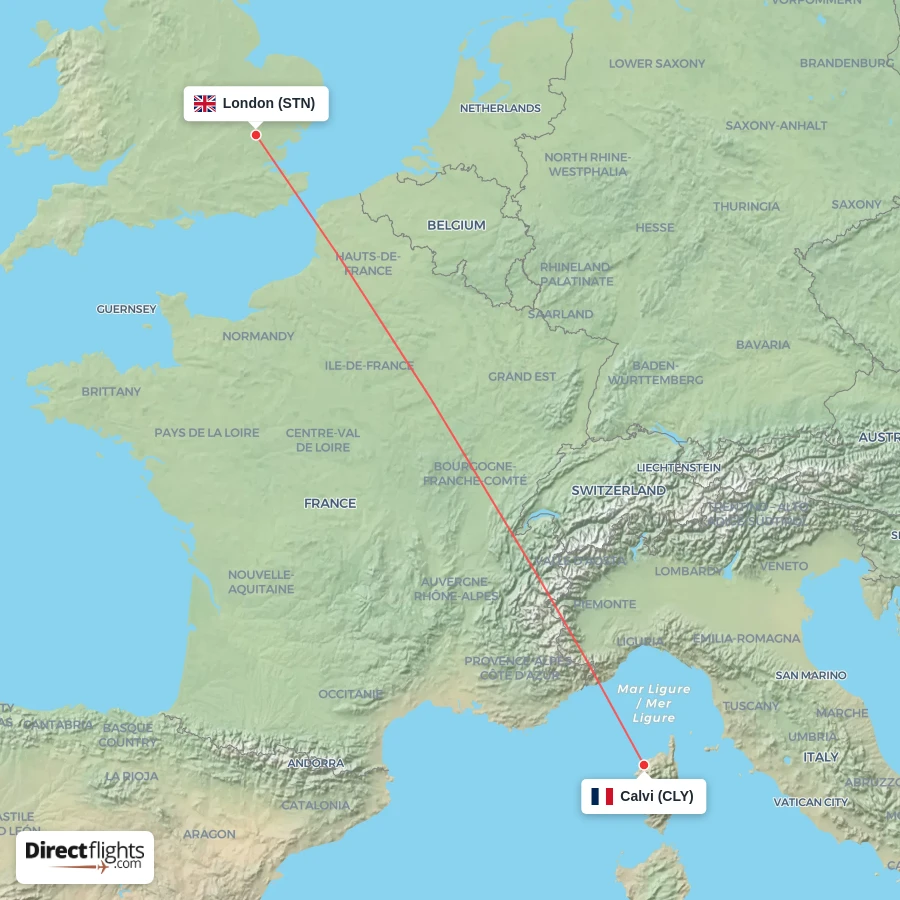 CLY - STN route map