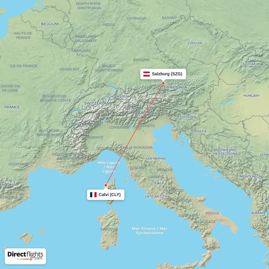CLY - SZG route map