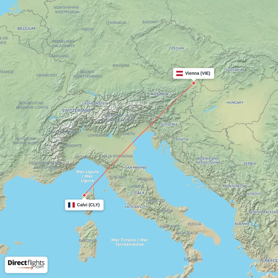 CLY - VIE route map