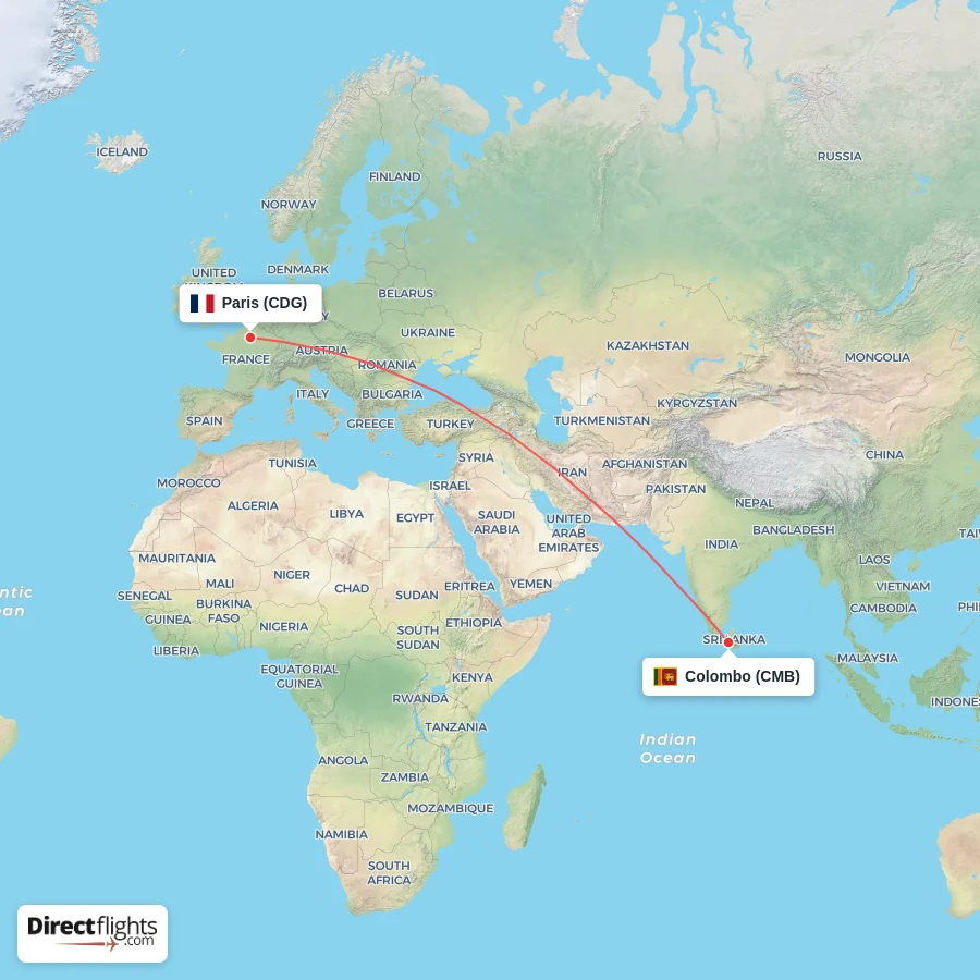 CMB - CDG route map