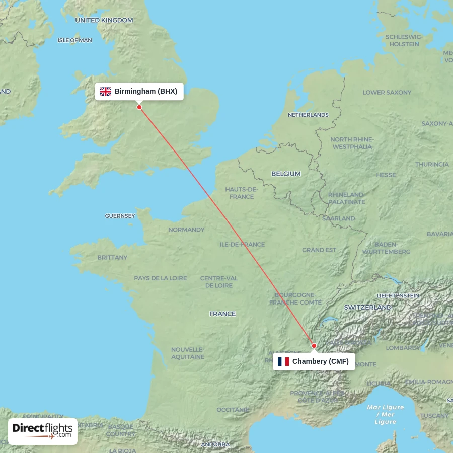CMF - BHX route map
