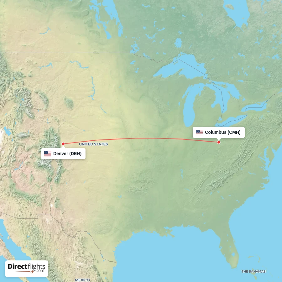 CMH - DEN route map