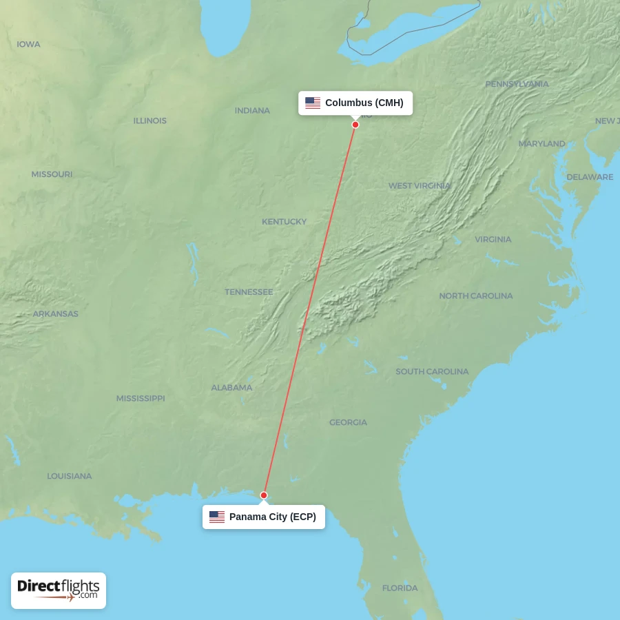 CMH - ECP route map