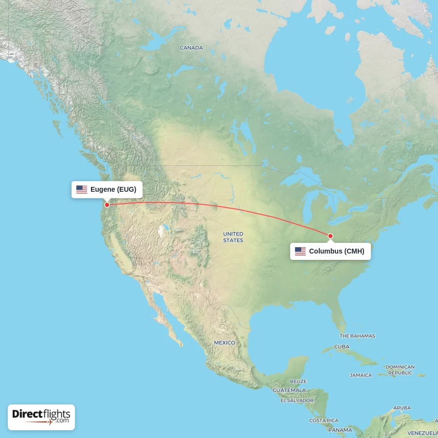 CMH - EUG route map
