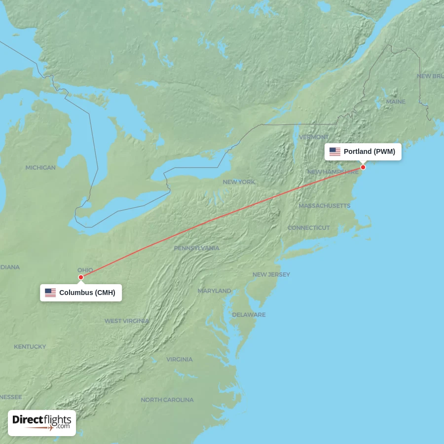 CMH - PWM route map