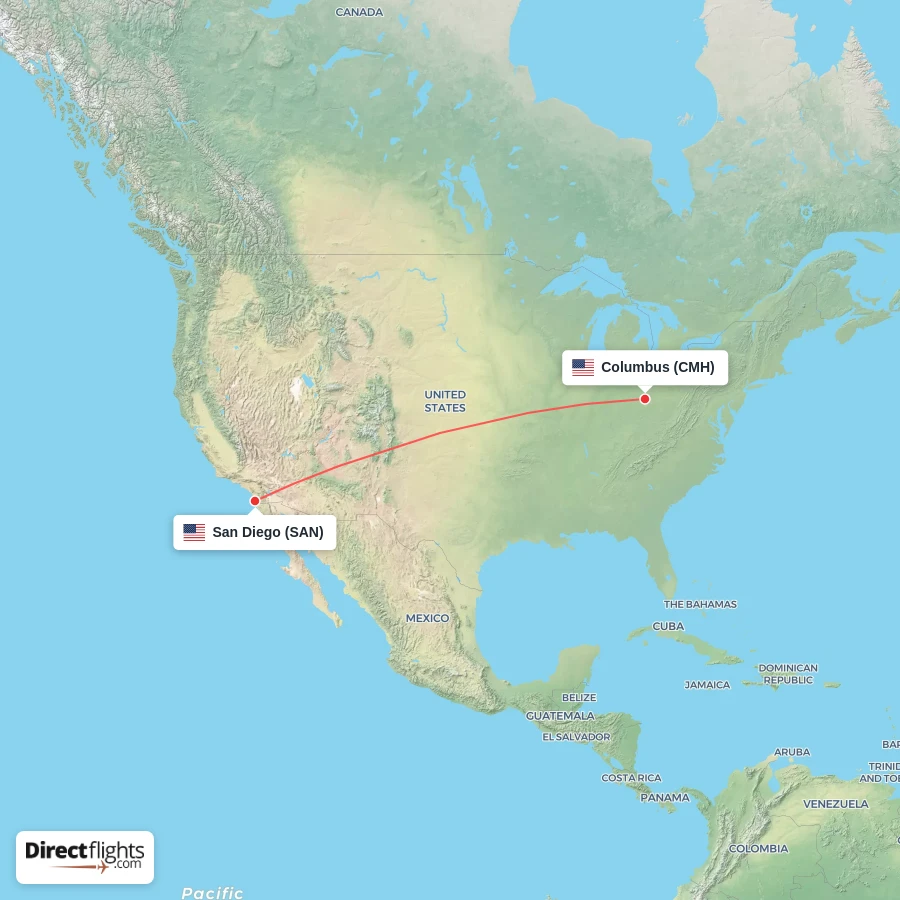 CMH - SAN route map