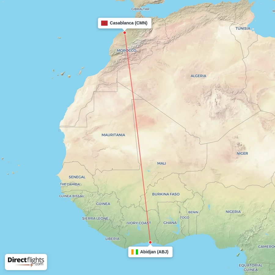 CMN - ABJ route map