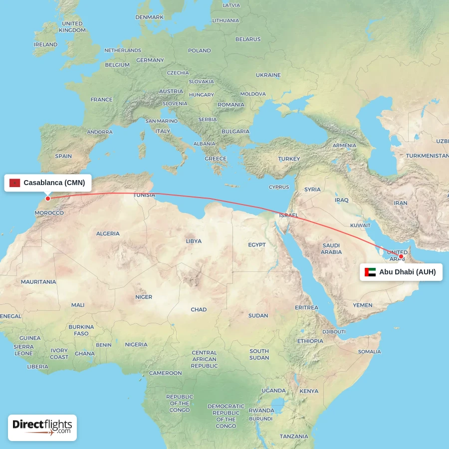 CMN - AUH route map