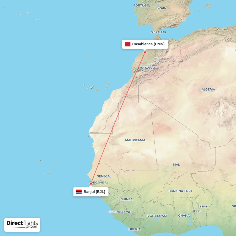 CMN - BJL route map