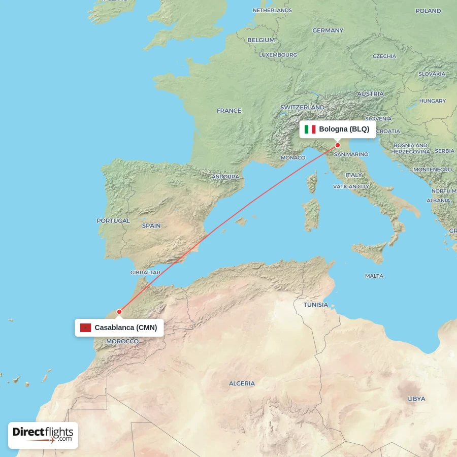 CMN - BLQ route map