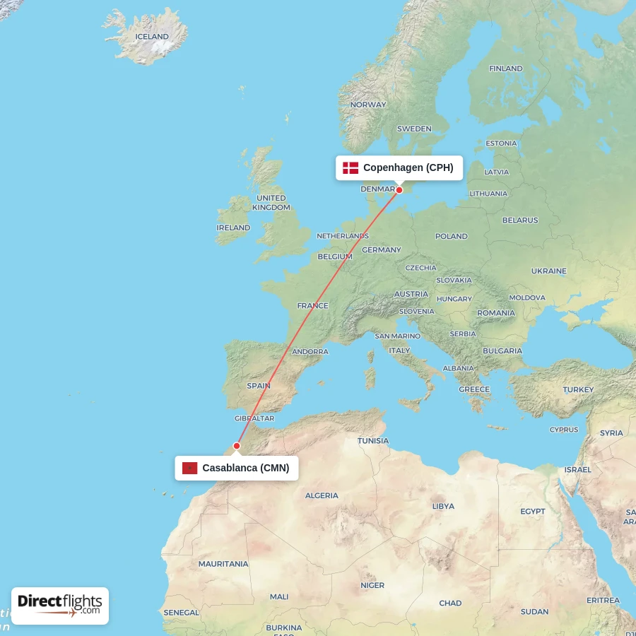CMN - CPH route map