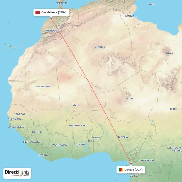 Casablanca - Douala direct flight map