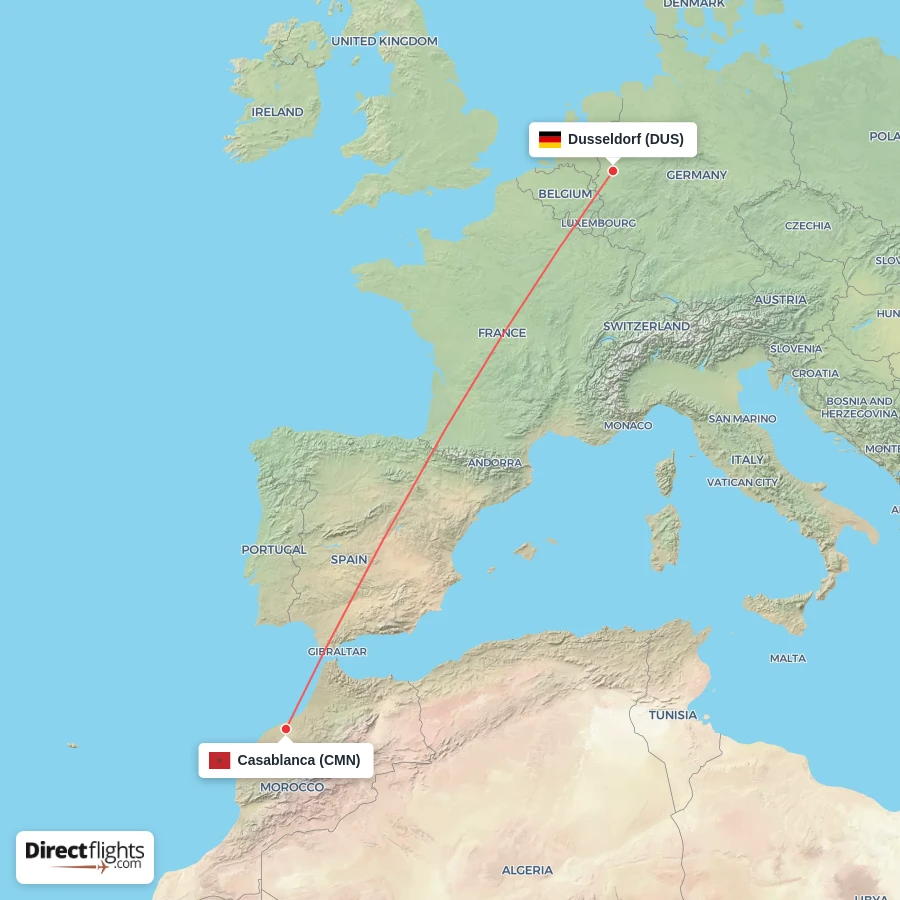 CMN - DUS route map