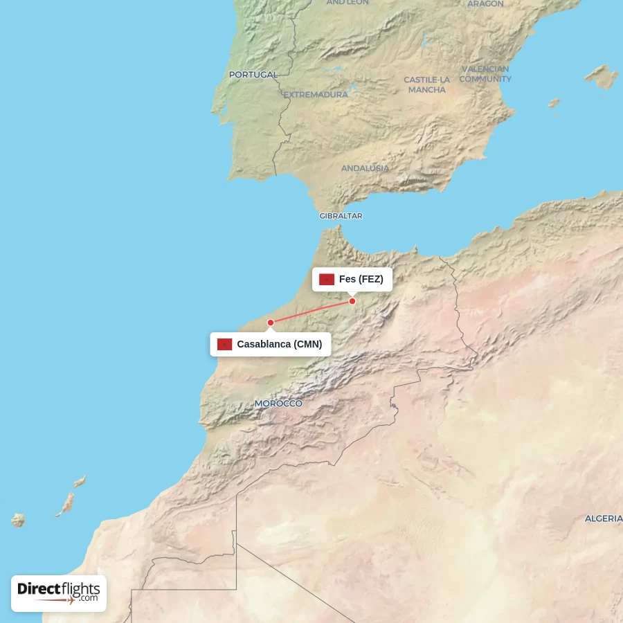 CMN - FEZ route map