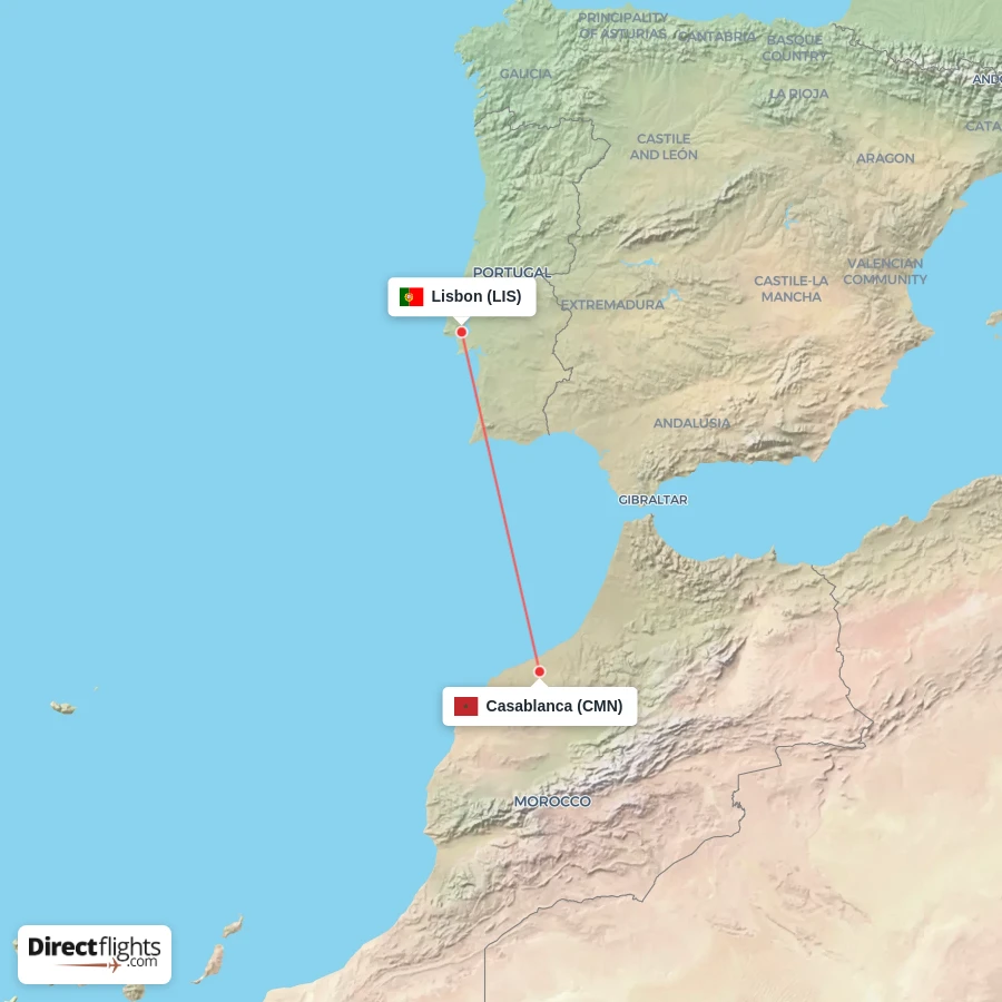 CMN - LIS route map